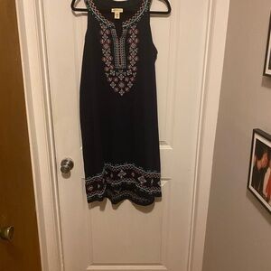 Style & Co. Navy Embellished Halter Sundress